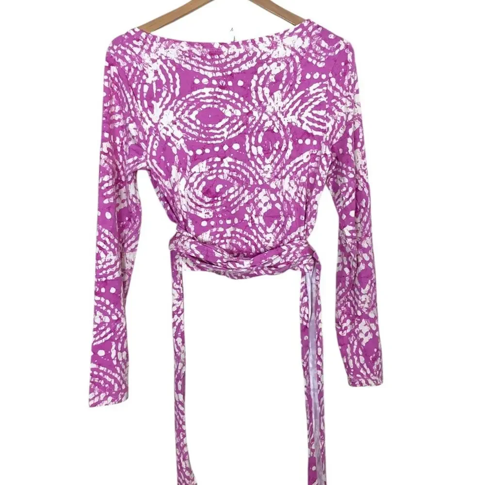 Antropologie Daily Practice Cropped Wrap Pink Knit Top Size Medium